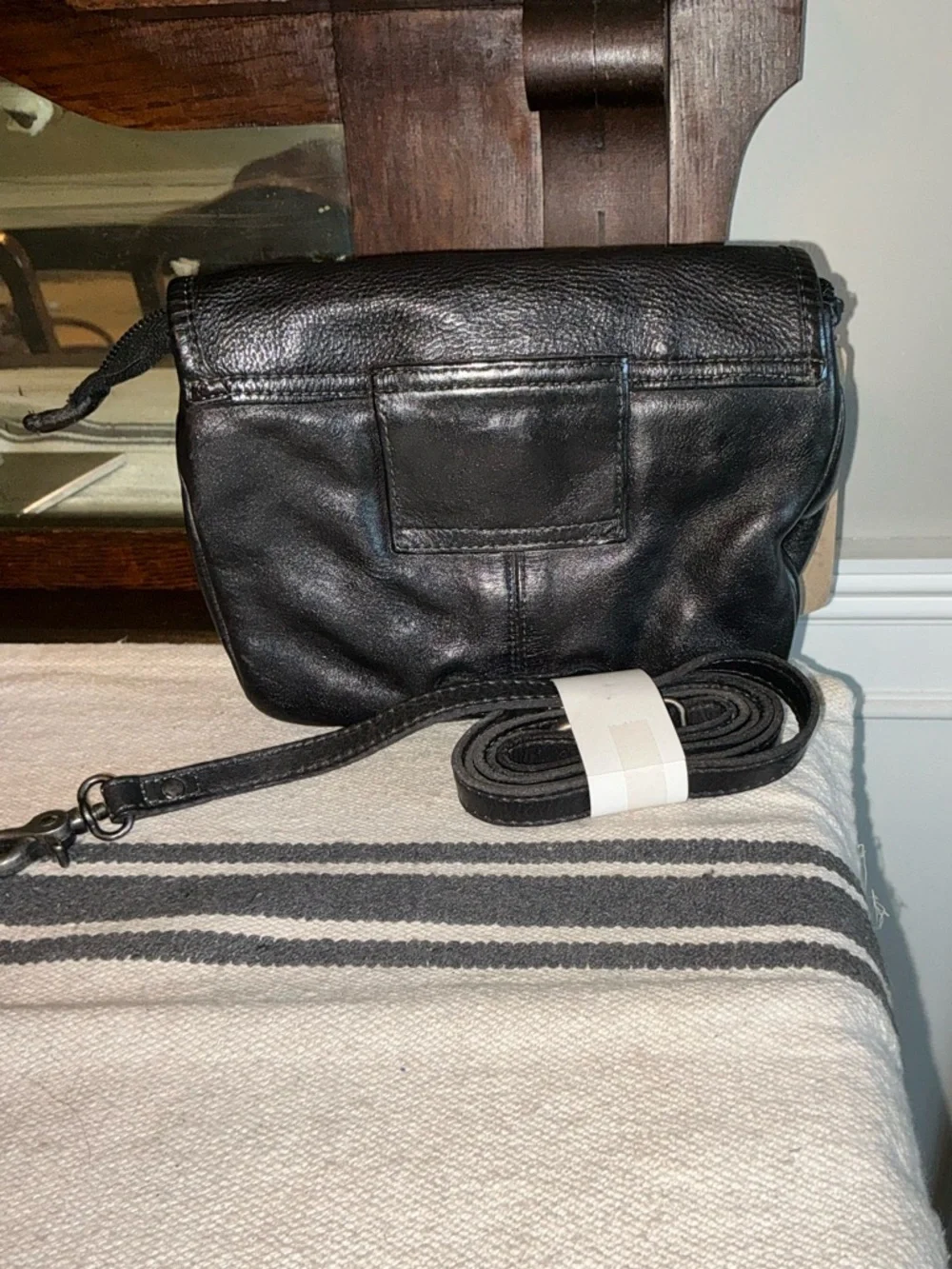 NWT Bed Stu Leather Ziggy Clutch Crossbody Belt Bag Black DD Retail $185